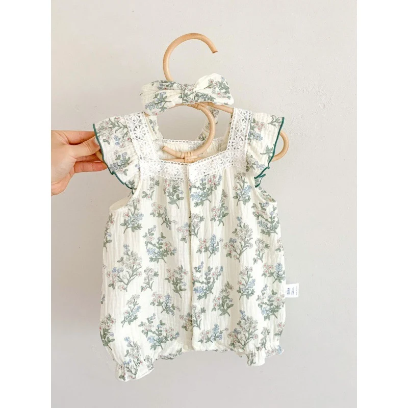 Zomer katoenen dunne baby rompertje Korte mouwen Lichtgewicht en ademende onesie voor pasgeborenen Ideaal voor warme zomerdagen — foto 1