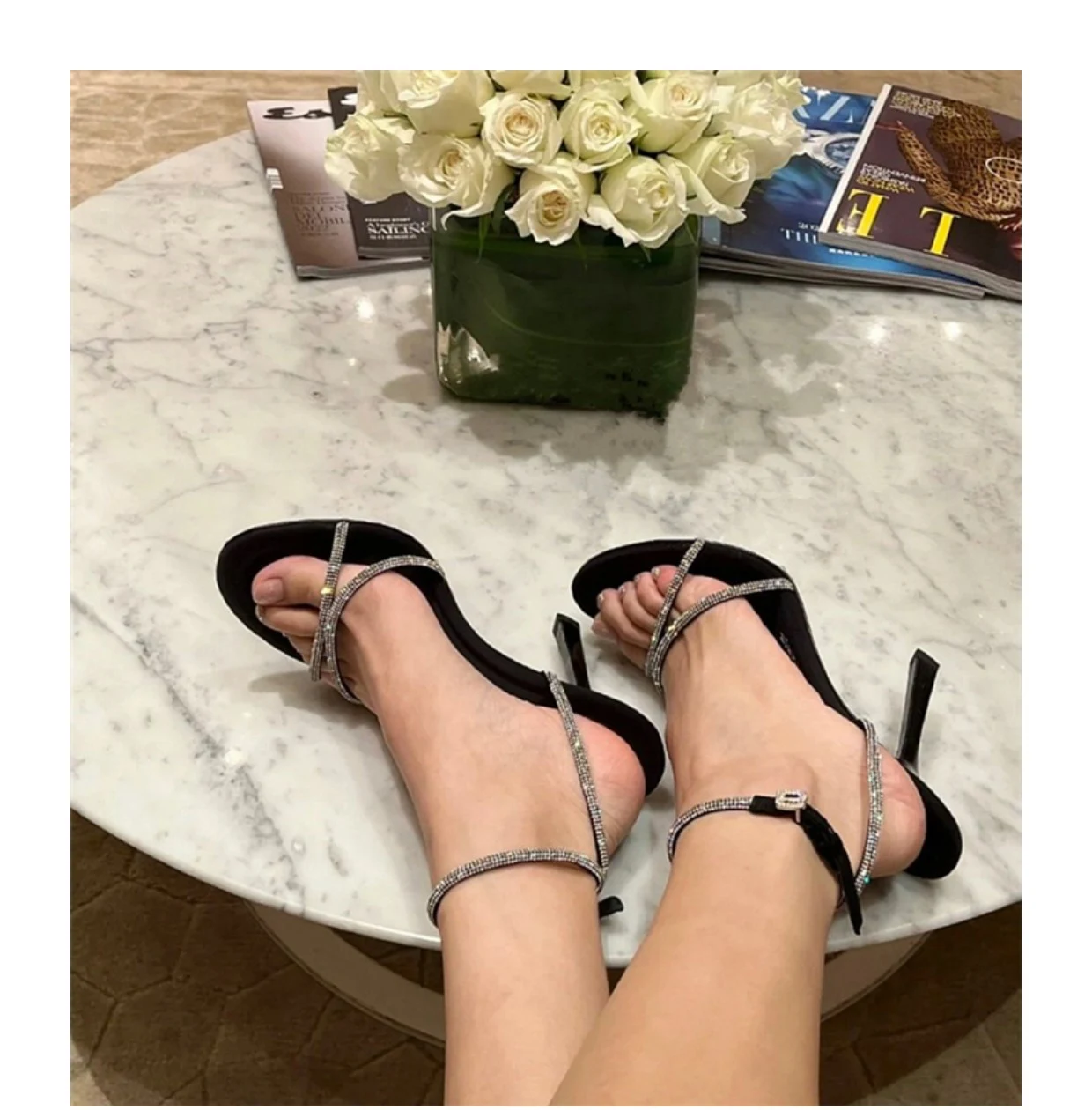 Title 17, Spring and Summer Stiletto Sexy Open Toe Buckle...
