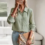 European And American Women's Clothing Jacquard Long-sleeved Shirt — photo 3