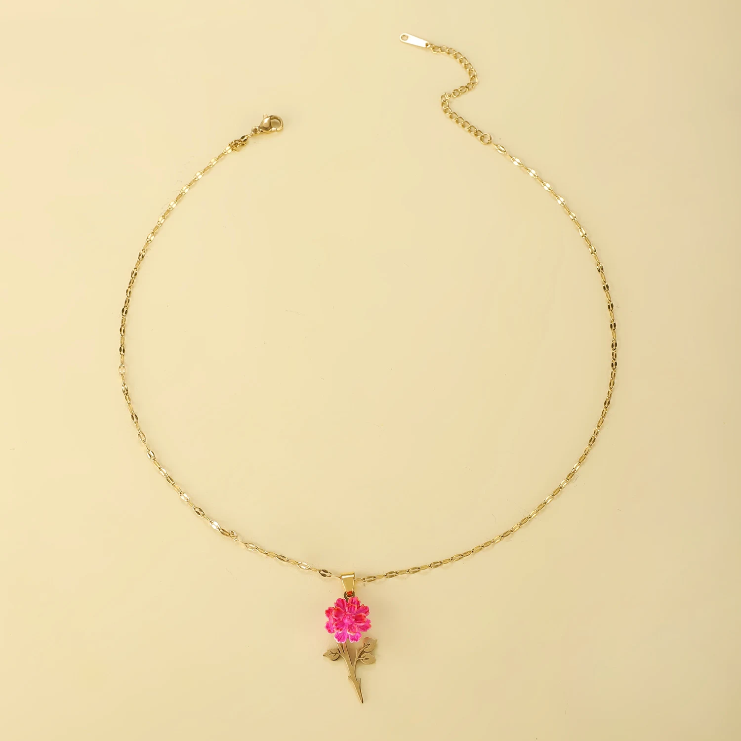 Colar feminino de aço titânio rosa, nicho. Design elegante, resistente à água e perfeito para uso diário e ocasiões especiais. — foto 3