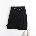 Wide pleated skirt with chain decoration, offering a flattering and stylish fit, perfect for both casual and formal occa — photo 2