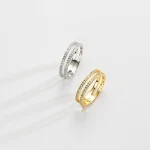 Anel Duplo Círculo Diamante Estilo Coreano Prata S925 Brilho Intenso Joia Feminina Elegante Ideal para Presentes e Ocasiões Especiais. — foto 9