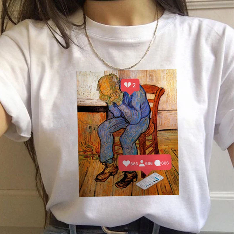Title 10, Van Gogh Aesthetic Oil Painting Womens Short S...