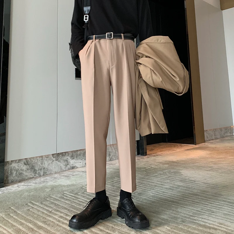 Men's loose fit cropped trousers suit trousers. Comfortable and stylish, perfect for a relaxed look. Ideal for warmer we — photo 6