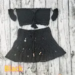 Top de biquíni e minissaia de crochê feitos à mão. O conjunto ideal para a praia, desfrute do verão com estilo, conforto e um visual único. — foto 9