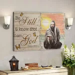 Grab Jesus' Hand Stay Still and Know That I Am God's Canvas with Frame. Uplifting and Inspirational Wall Art. — photo 1