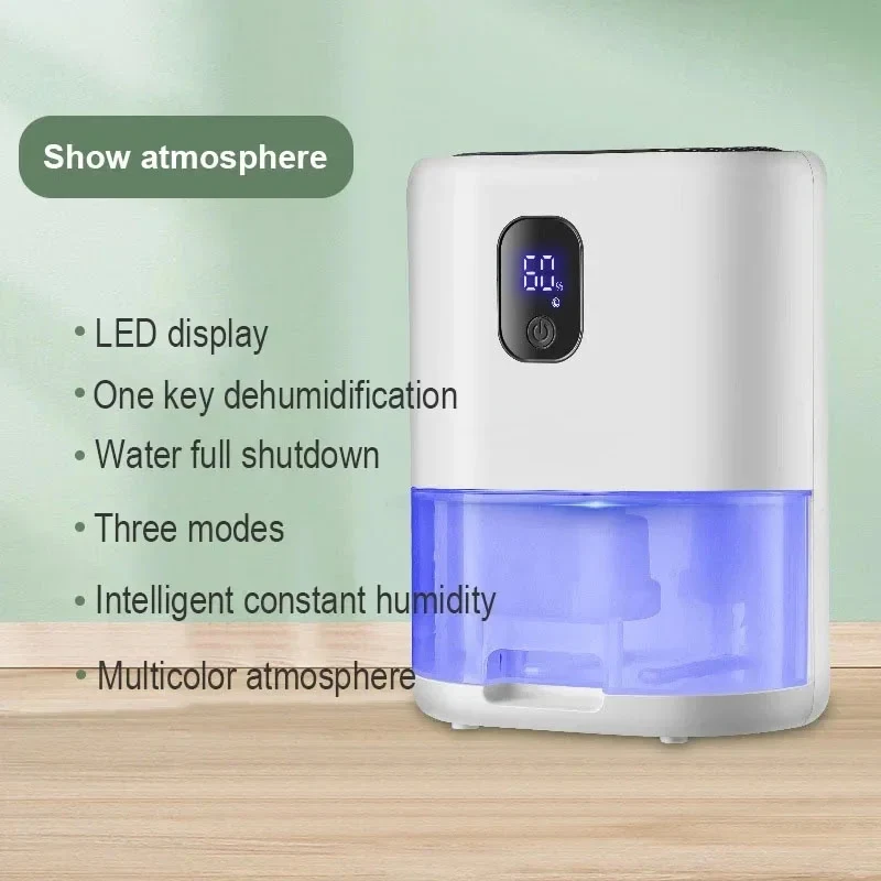 Desumidificador Elétrico Doméstico com Painel Touch LED, Tanque Removível e Luz Ambiente, Absorve a Umidade e Seca o Ar — foto 3