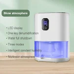 Desumidificador Elétrico Doméstico com Painel Touch LED, Tanque Removível e Luz Ambiente, Absorve a Umidade e Seca o Ar — foto 3