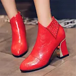 Women's high-heeled, thick-heeled boots with velvet. Stylish and comfortable winter boots, perfect for any occasion. — photo 4