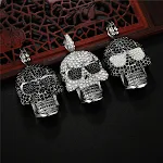 Colar pingente caveira diamante punk hip-hop aço titânio, acessório masculino estiloso e chamativo, perfeito para expressar sua personalidade. — foto 5