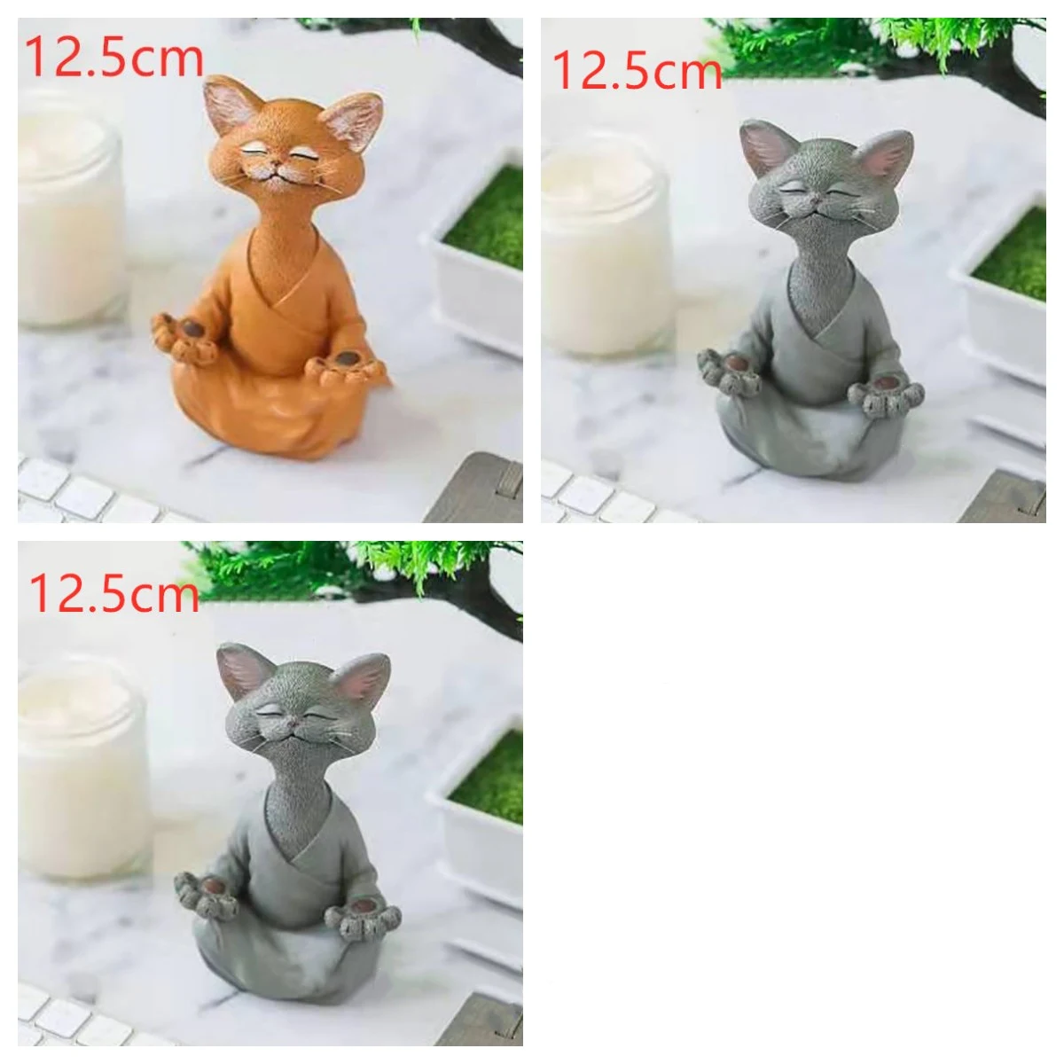 Enfeite de resina de gato preto meditando. Decoração zen para casa, promove relaxamento e tranquilidade, ideal para meditação e bem-estar. — foto 21