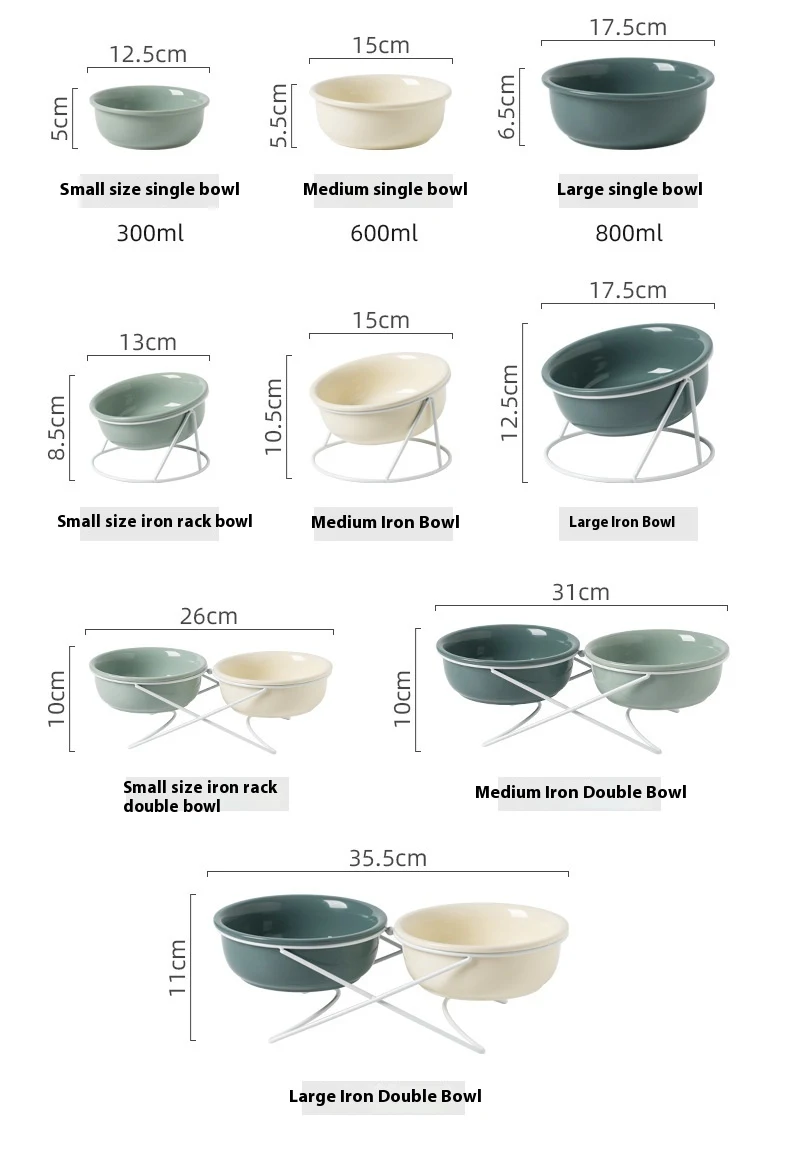 Title 3, Ceramic Double Cat Bowl, Food and Water Basin, ...