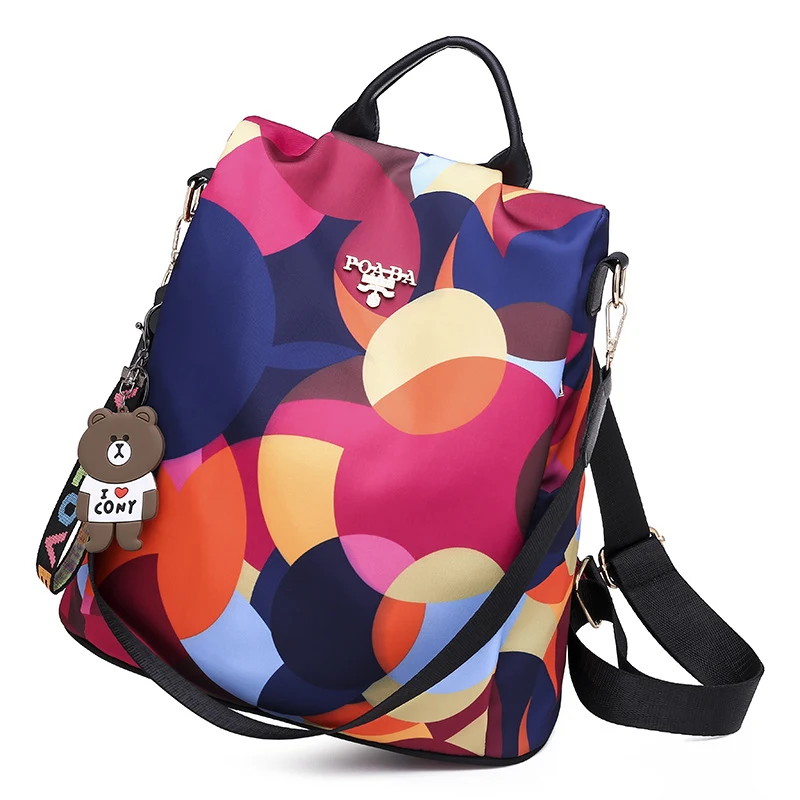 Mochila femenina coreana multifuncional antirrobo, gran capacidad, nueva impresión, para exteriores y ocio. Bolso de hombro versátil. — foto 8