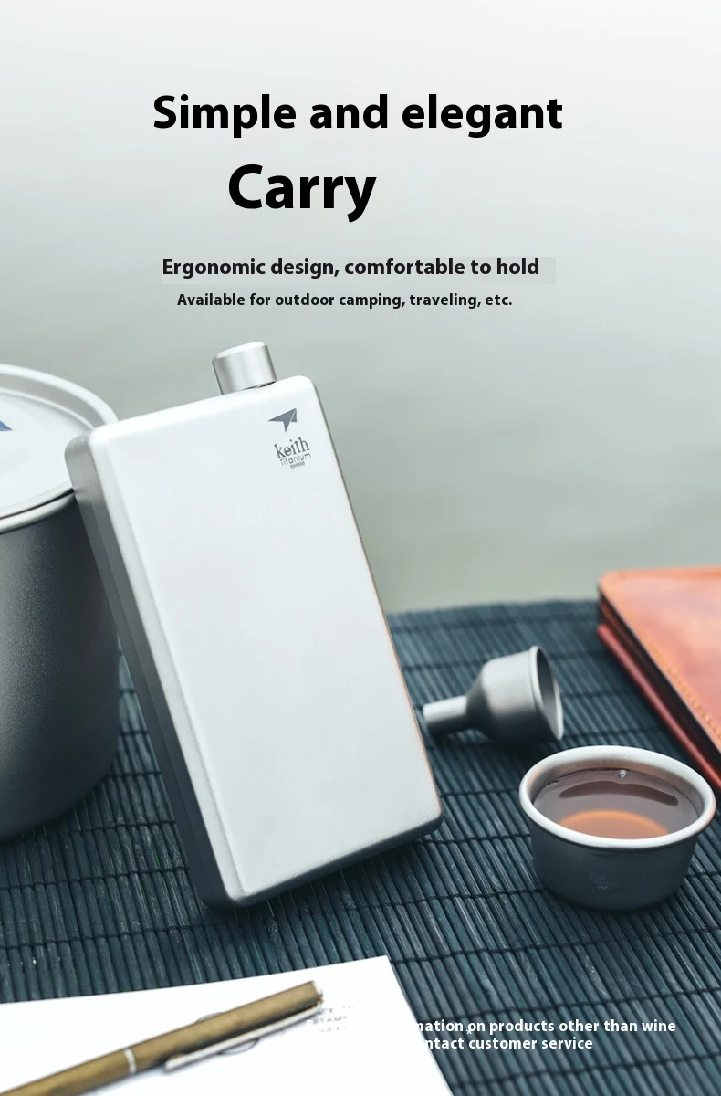 Pure Titanium Square Wine Pot Outdoor Carry Portable With Titanium Funnel Ultralight, perfect for outdoor drinking and e — photo 10