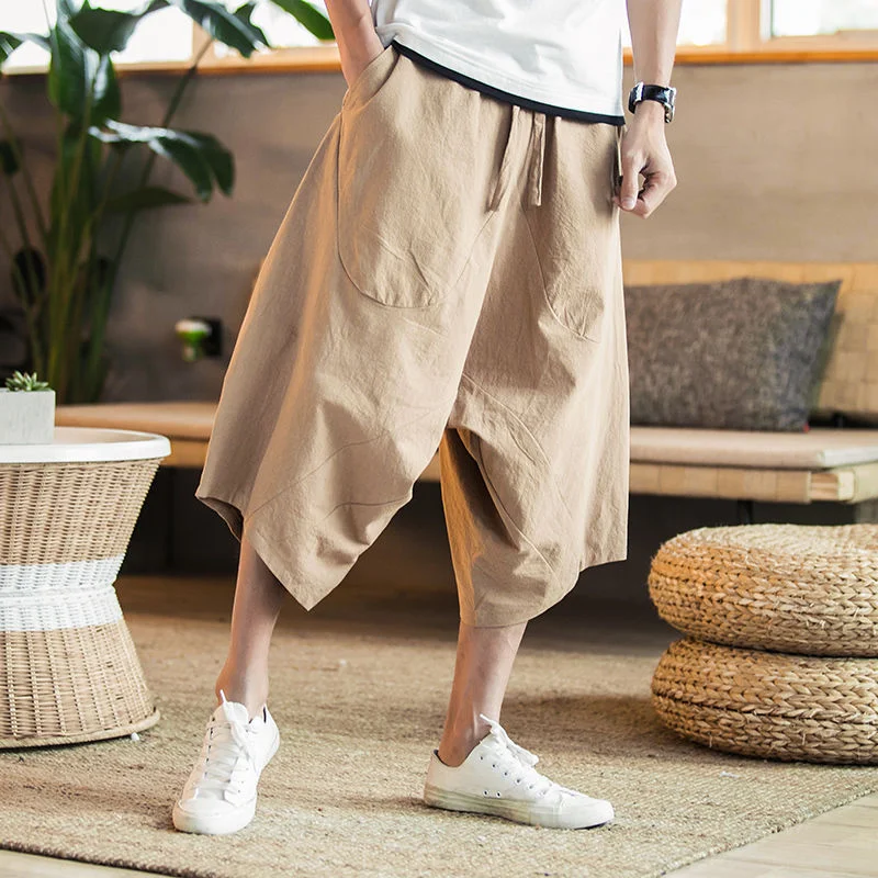 Title 5, Loose Plus Size Cotton And Linen Cropped Pants ...