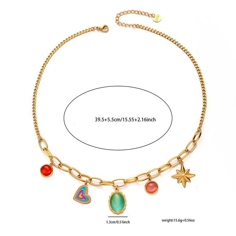 Title 1, Mode Candy Love Hart Kleur Edelsteen Ketting, i...