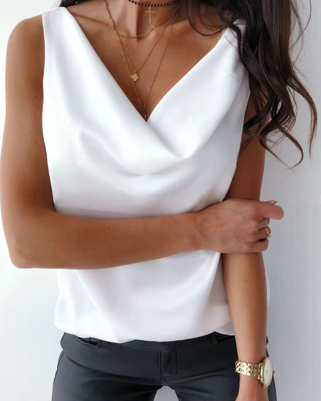 Women's Fashion Solid Color Sleeveless Top Perfect for Summer Stylish and comfortable tank top Versatile for casual wear — photo 9