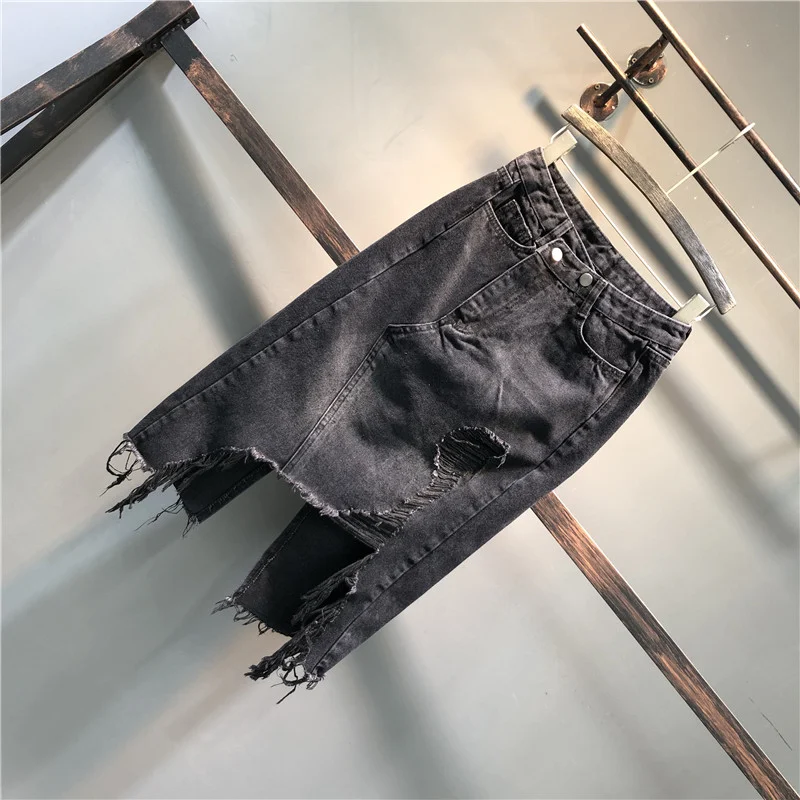 Title 5, A-line Skirt with Fringes, Hole Design and Hip ...