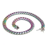 Colar Hip Hop Dourado Grande Corrente Cubana Aço Titânio Fivela Lisa Estilo Hip Hop Joia Masculina. — foto 3