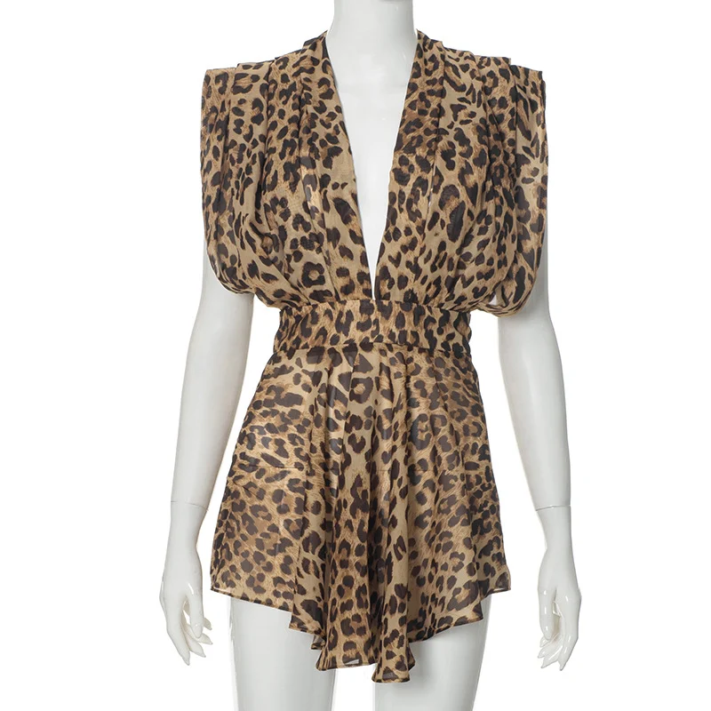Title 8, Leopard Print Street Style Nightclub Backless D...