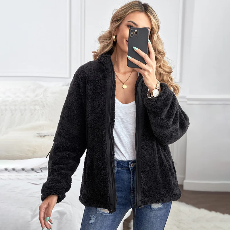 Title 12, Cardigan lungo da donna in peluche, maniche lun...