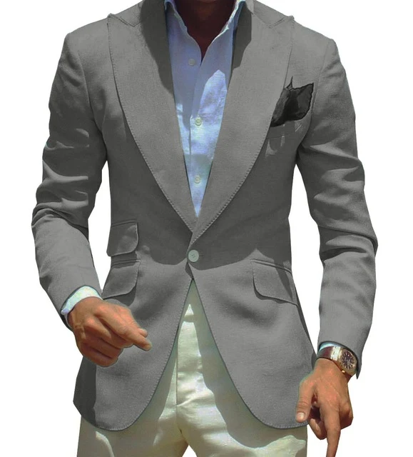 Title 20, Blazer de Terno Masculino em Cor Lisa Temperame...