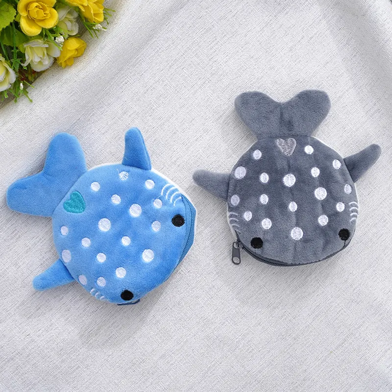 Porta-moedas de tubarão de pelúcia infantil, pingente fofo de desenho animado, perfeito para guardar moedas e pequenos objetos, um acessório divertido e útil. — foto 1