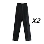 Pantalon de costume multicolore femme taille haute jambe large Confort et élégance pour un look tendance et sophistiqué. Idéal au quotidien. — photo 5