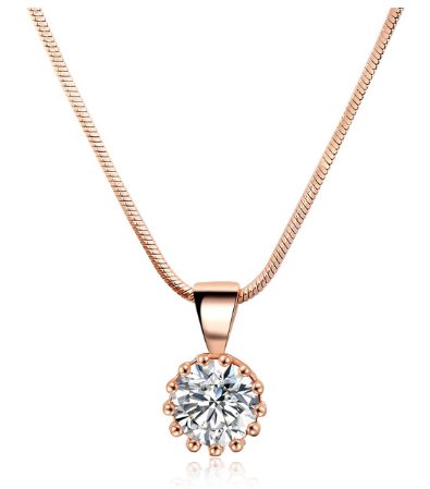 Collar colgante de circón de oro de oro rosa y oro blanco — foto 3