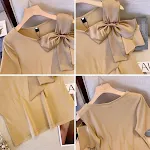 Women's Creative Casual Versatile Bow Short Sleeved Shirt. Comfortable and stylish, perfect for everyday wear, a versati — photo 5