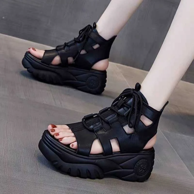 Title 4, Womens Soft Leather Wedge Sandals Platform Com...