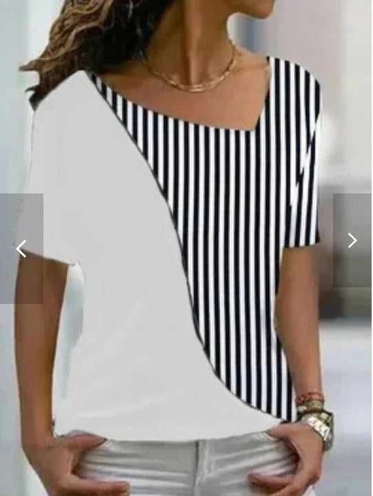 Title 5, Camiseta feminina estampada com gola irregular