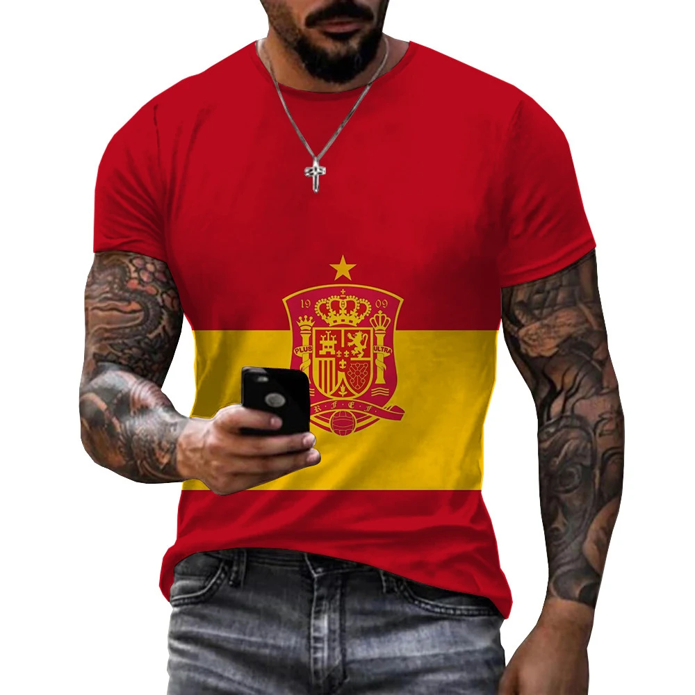 Title 4, Camiseta de verão masculina estampada, gola red...