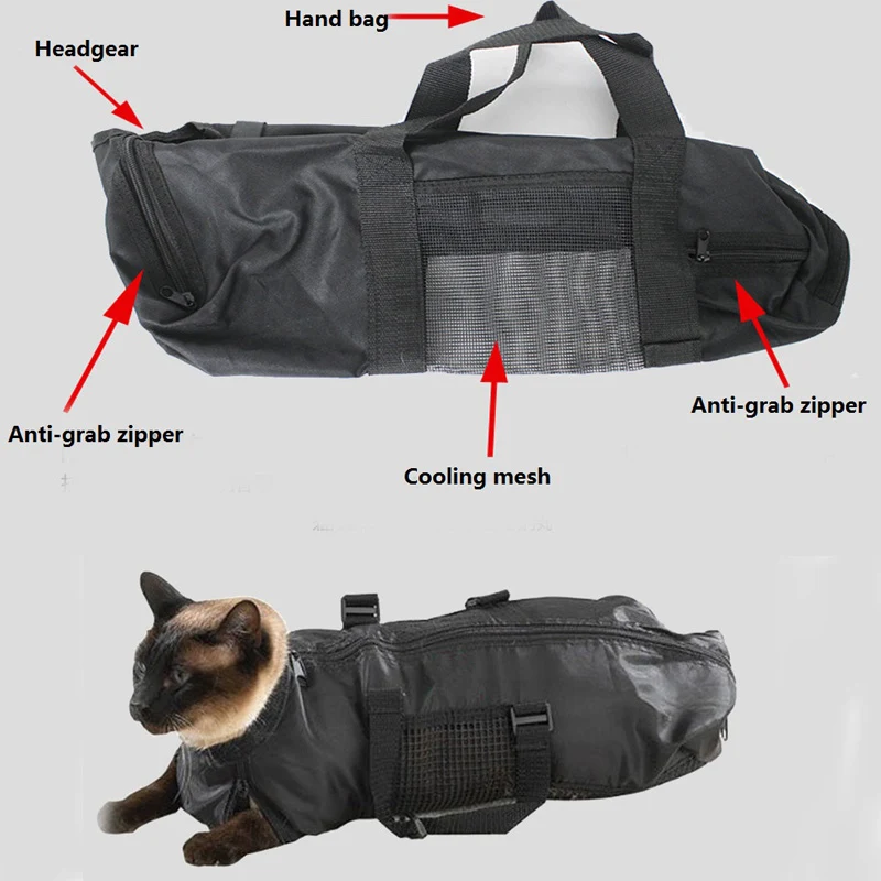 Title 6, Mesh Cats Grooming Bathing Bag Pet Restraint Ba...