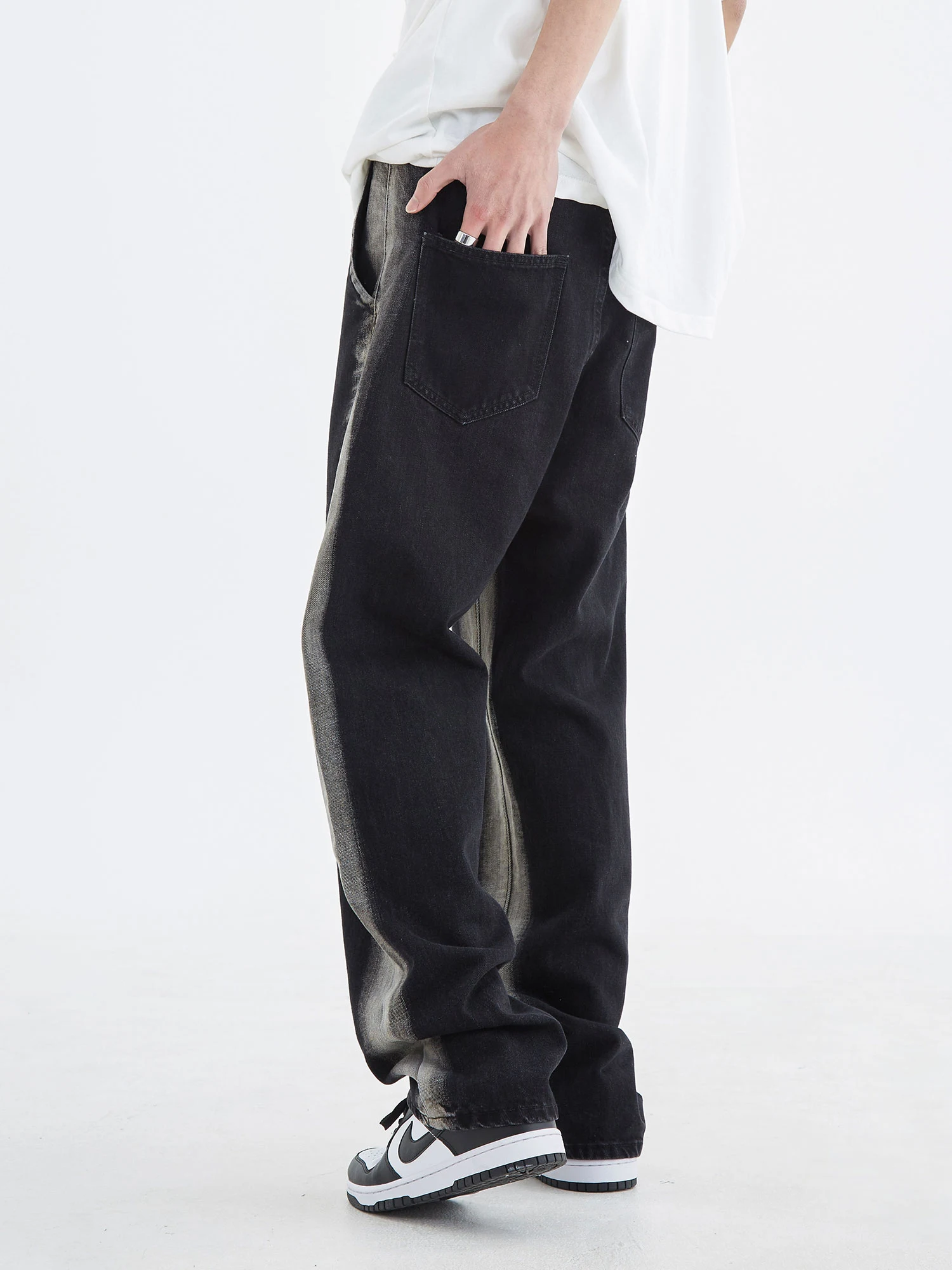Title 4, American Retro Side Gradient Black Jeans For Me...