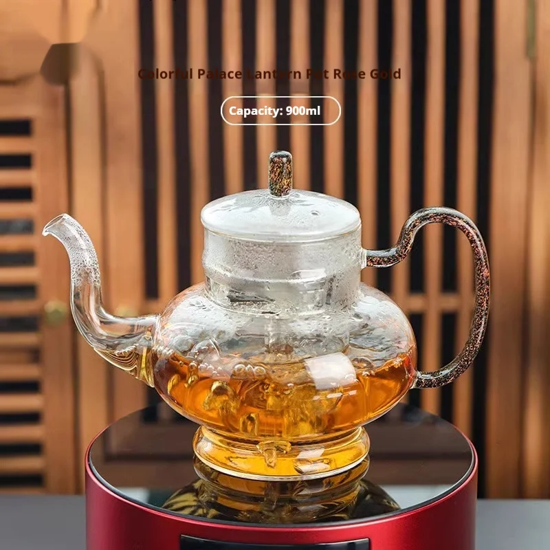 Title 4, Colorful 900ml Heat-resistant Glass Teapot, per...