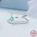 Anel Niche Temperamento Row com zircônio, camada dupla, gota d'água, linha prateada luxuosa para um toque elegante e sofisticado. — foto 9