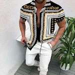 Çapraz Sıcak Modeller Amazon Ebay Avrupa ve Amerikalı Erkekler Kısa Kollu Moda Gömlek Gömlekleri Yeni Üstler Erkek Trendi — Fotoğraf 9
