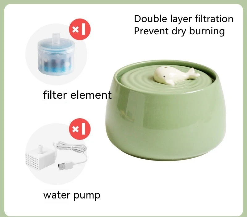 Ceramic Automatic Circulation Filtration Cat Water Dispenser, provides fresh, clean water and encourages hydration. Idea — photo 8