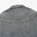 Jaqueta Jeans Retro Workwear com Bolsos e Zíper para Primavera e Outono. Roupa Confortável e Durável para o Dia a Dia. — foto 8