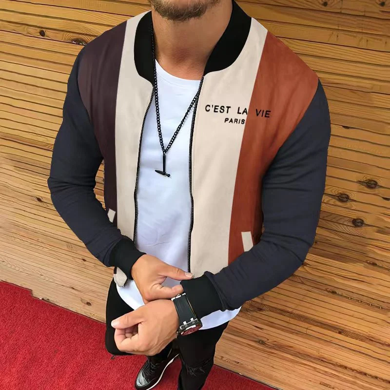 Title 3, Jaqueta Casual Masculina Estampada Moda Casaco,...