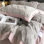 Jogo de 4 peças de capa de edredom de pelo de coelho e veludo de leite para cama de pelúcia para bebê. Conforto e maciez para o sono do seu bebê. — foto 3