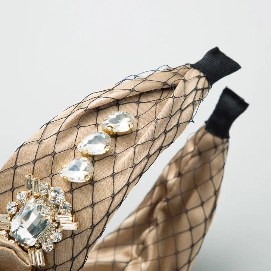 Title 7, Baroque Fabric Bow Full Diamond Pearl Headband,...