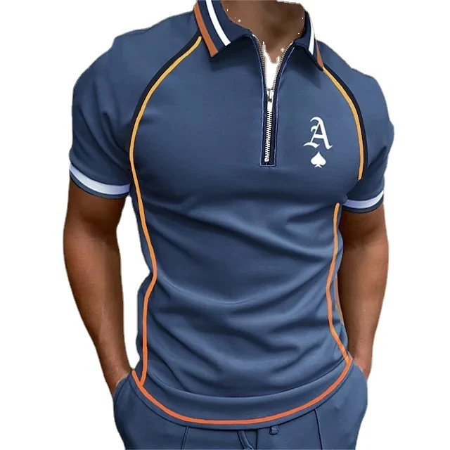 Camiseta com zíper de manga curta e cores combinando, fácil de combinar para um visual casual e confortável, ideal para diversas ocasiões. — foto 2