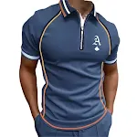 Camiseta com zíper de manga curta e cores combinando, fácil de combinar para um visual casual e confortável, ideal para diversas ocasiões. — foto 2