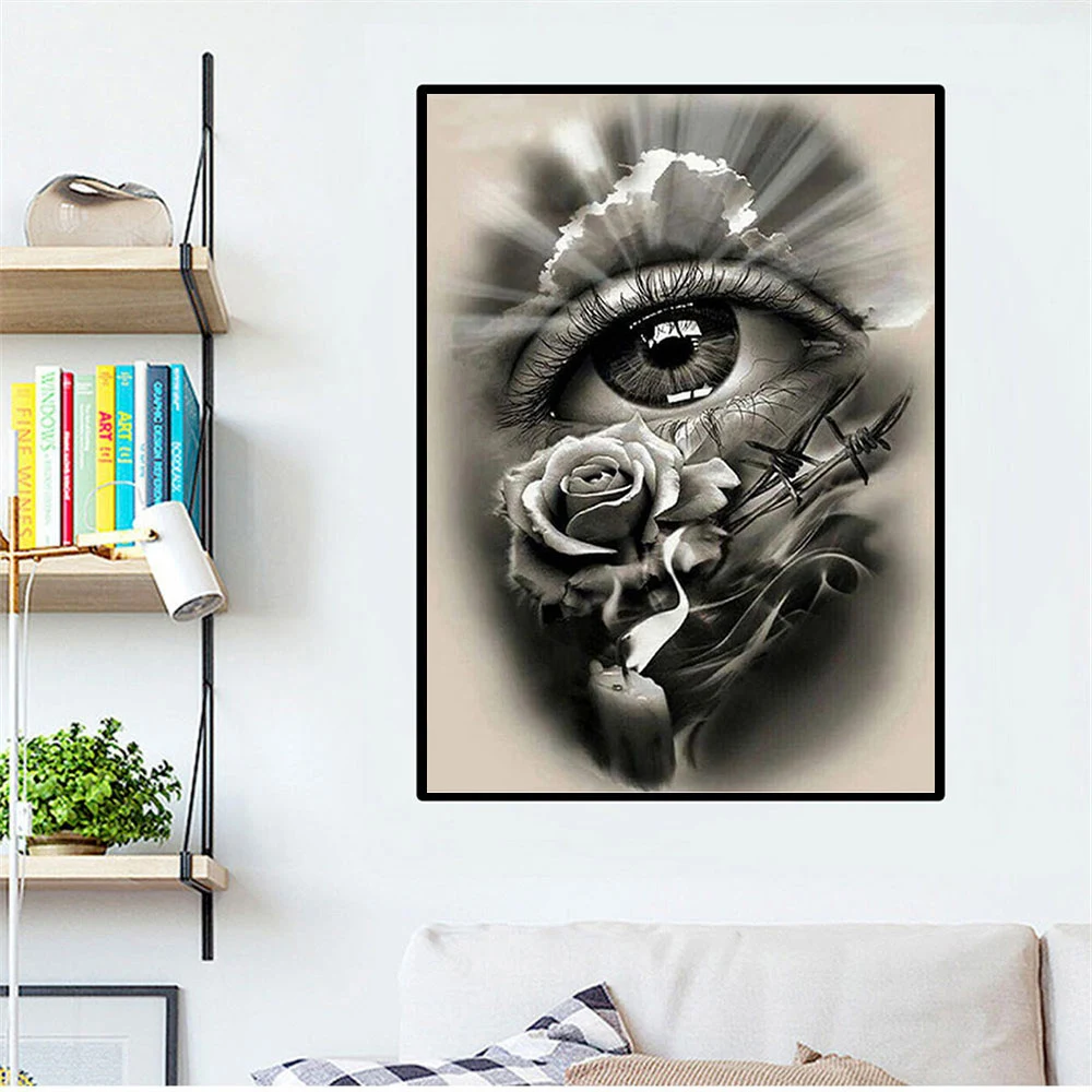 Title 3, Black and White Eyes 5D Diamond Painting Cross ...