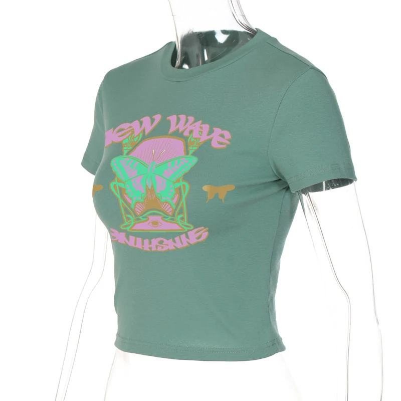 Title 8, American Trend Borboleta Estampado Gola Redonda...