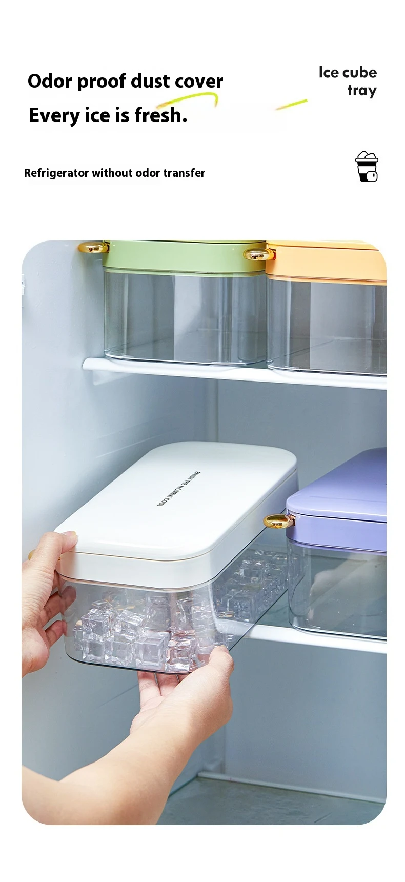 Title 6, Food Grade Press Ice Box Flip One-click Ice Tra...