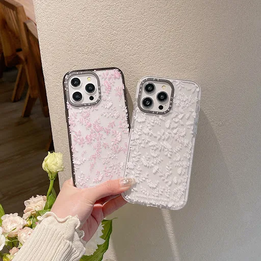 Title 10, Kleine bloemen telefoonhoes van parelmoer. Besc...