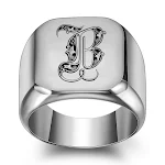 Anéis de aço titânio com 26 letras iniciais inglesas, joia personalizada durável e elegante para homens e mulheres, presente perfeito. — foto 18
